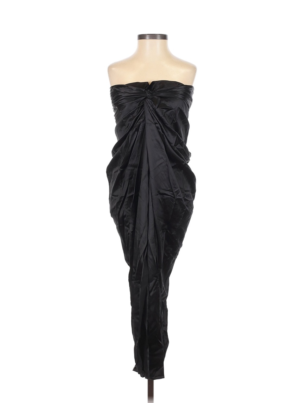 Lily Silk 100% Silk Strapless Black Twist-Front Evening Dress